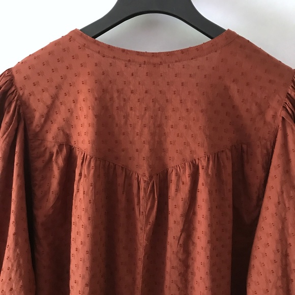 Old Navy Rust Burnt Orange Oversized Smoked Long Sleeve Boho Peasant Blouse - Picture 7 of 14